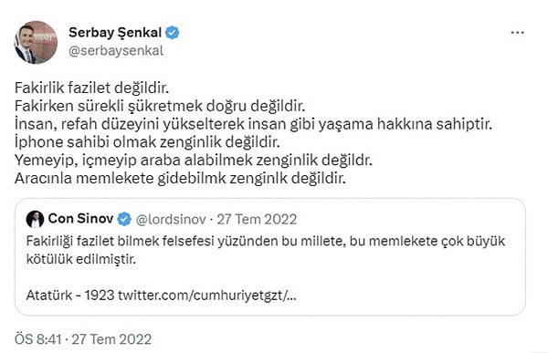 YouTube üzerinden yayınladığı videoda bu paylaşımları tek tek gösteren Şenkal'ın ağırlıklı olarak ekonomik kriz, sığınmacı politikaları üzerinden iktidarı eleştirdiği görüldü.