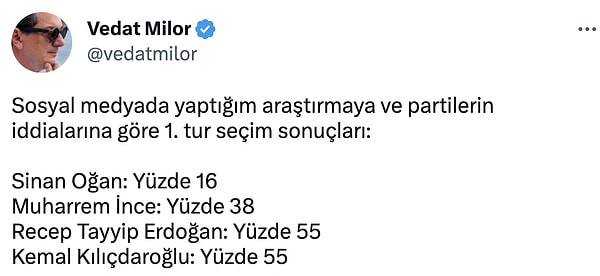 Vedat Bey de benim ne eksiğim var dedi ve bir tahmin sıkıştırıverdi...