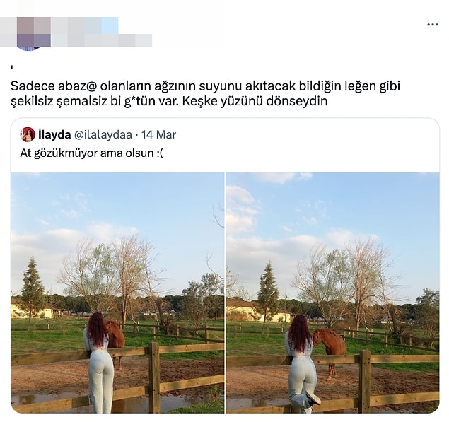 Söz konusu kişi de İlayda'ya bu fotoğrafları üzerinden hakaret içerikli bir yorumda bulundu.