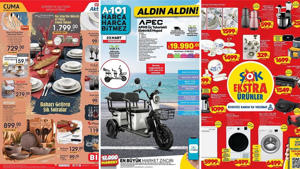 İndirim Günleri Başlıyor! 20 - 26 Mart Haftasında A101, BİM ve ŞOK Aktüel Ürünler Listesinde Ne Var?
