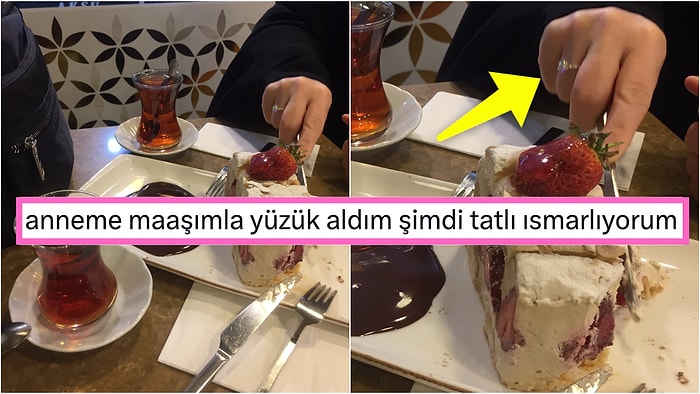 İlk Maaşıyla Annesine Tektaş Yüzük Alıp Tatlı Ismarlayan Kadının Duygulandıran Paylaşımı