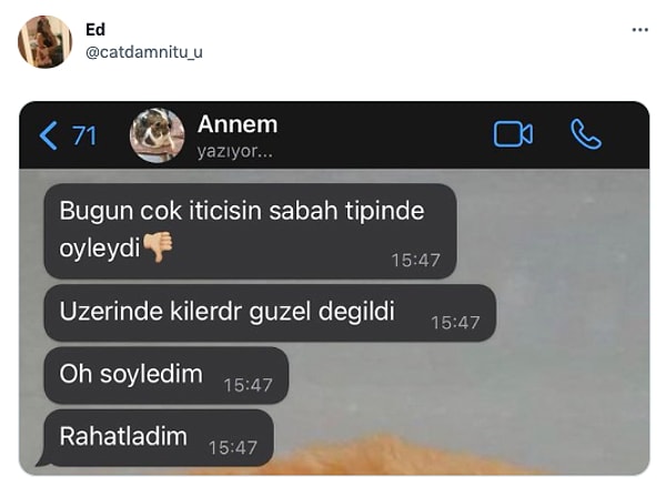 Başka bir kullanıcı ise annesinden benzer şekilde aldığı tepkiyi paylaştı.