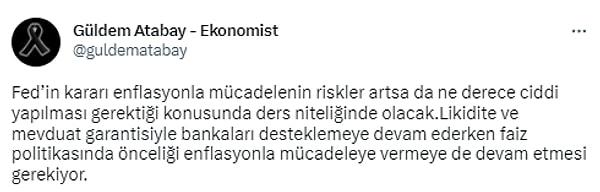 Güldem Atabay, enflasyona öncelik verileceğini öngörüyor.