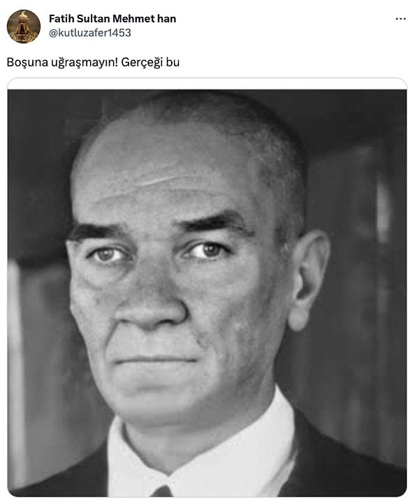 Ancak kendini bilmez bir kişi, Mustafa Kemal'in hastalığı döneminde çekilen bu fotoğrafı paylaşarak Ata'mıza dil uzatmıştı.