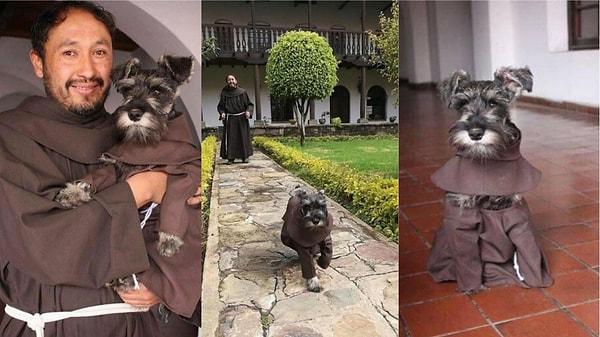 1. Bolivya'daki bir manastırda sahiplenilen minik bir sokak köpeği, rahipler tarafından çok seviliyor. Hatta ona özel bir cüppe de dikmişler!