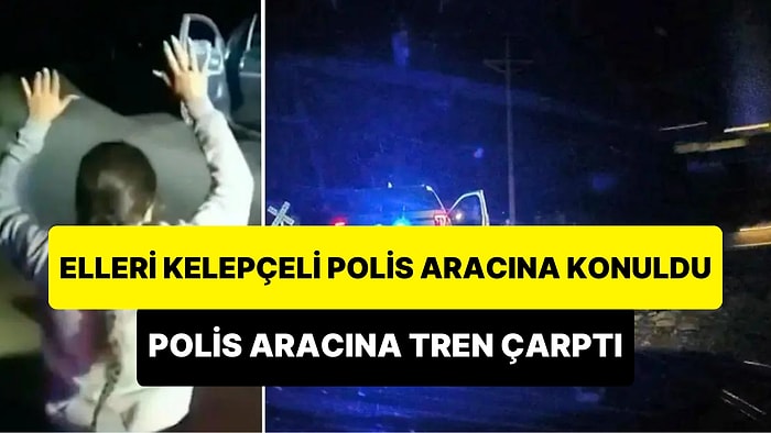 İçinde Şüpheli Kadının Olduğu ve Tren Rayına Park Edilen Polis Aracına Tren Çarptı: O Anlar Anbean Kaydedildi