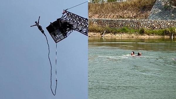 Hong Konglu bir turist olan Mike isimli adam, Tayland'da yaptığı dalış sırasında bağlı olduğu elastik ipin kopması sonucu göle düştü.