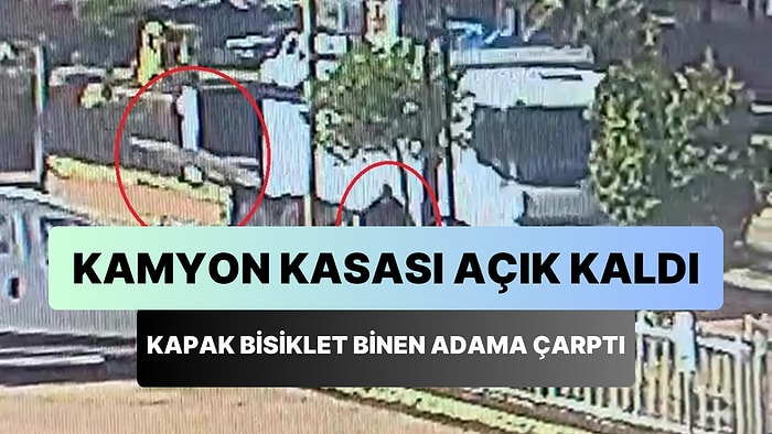 Açık Unutulan Kamyon Kasasının Kapağı Bisiklet Binen Adamın Kafasına Çarptığı Korkunç Anlar