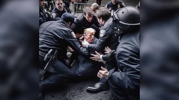 Görüntülerin hepsi, Trump'ın tutuklanmasının neye benzeyeceğini resmeden yapay zekanın ürünü.