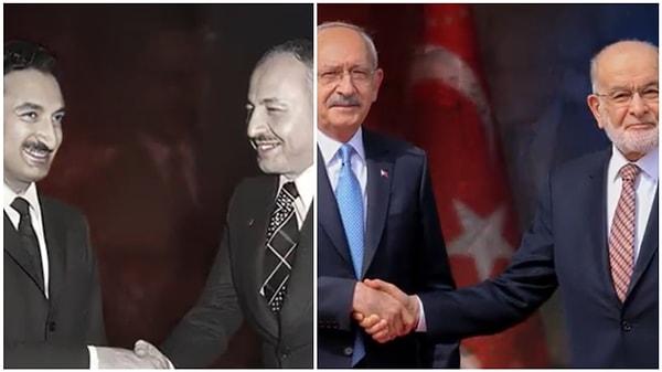 Saadet Partisi’nin yayınladığı reklam çalışmasında, Necmettin Erbakan ve Bülent Ecevit’in kurduğu koalisyon örnek gösterildi.