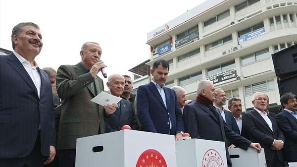 Erdoğan, İskenderun'da Deprem Konutları ve Yeni Devlet Hastaneleri Temel Atma Töreni'nde dökülen betonu övdü.