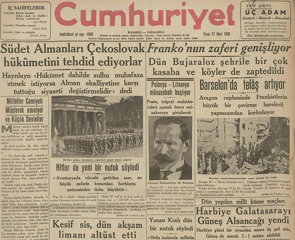 Bugünün eski gazetesi: 27 Mart 1938