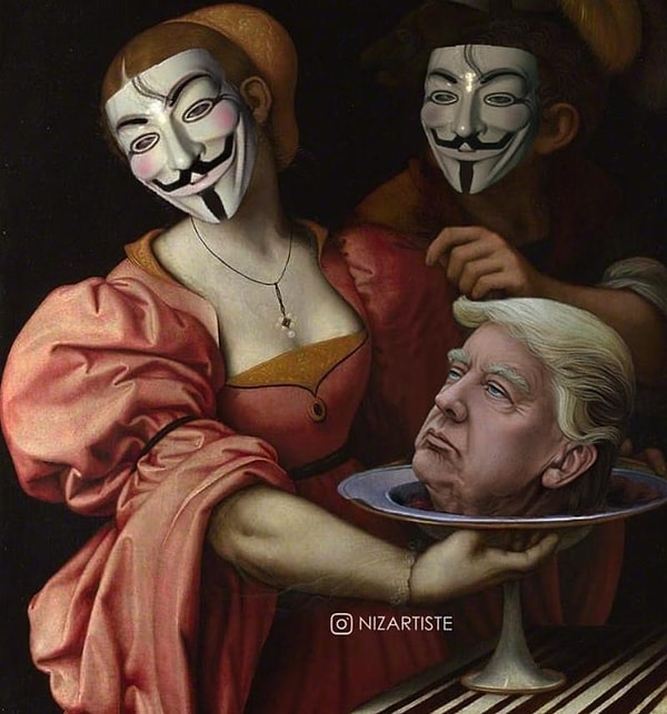 Художник также не обошел стороной и бывшего президента США Дональда Трампа...