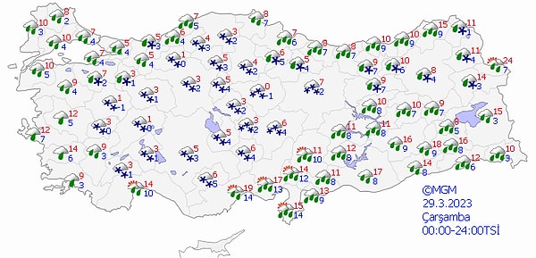 Bugün yurt genelinde hava şöyle: