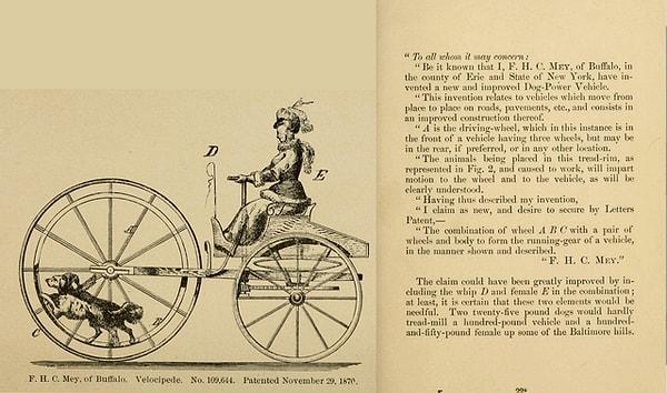 15. 1870'de köpekle çalışan bir arabanın patenti 👇