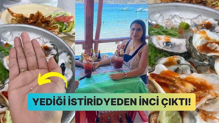 Romantik Bir Akşam Yemeğinde Sipariş Ettiği İstiridyenin İçinde İnci Bulan Şanslı Kadının Şoke Olduğu Anlar