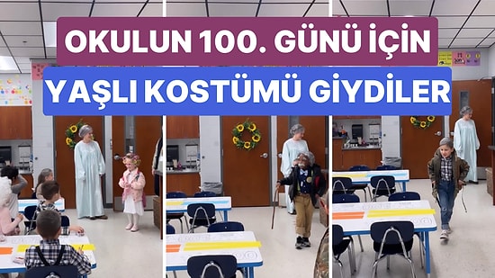 Okullarının 100. Günü İçin Her Biri Büyükkane Büyükbaba Kılığına Giren Çocukların Gülümseten Görüntüleri