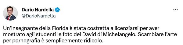 Sosyal medyada büyüyen tartışmaların ardından Davut'un sergilendiği şehir olan Floransa'nın Belediye Başkanı Dario Nardella, konuya dair bir tweet attı.