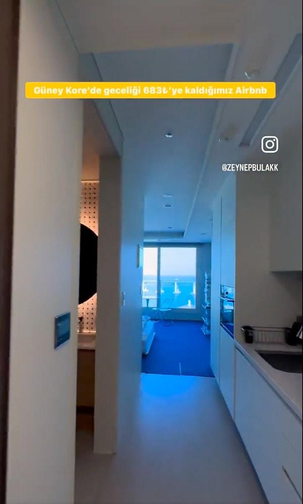 Eşi ile birlikte Güney Kore'ye seyahat eden kullanıcı tek gecelik konaklama için Airbnb tercih etti. Kiralanan evin lüks ve konforlu bir yaşam alanı olması dikkatleri çekti.