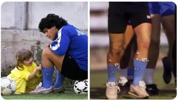 7. Antrenman sırasında Maradona'nın kızı topladığı minik çiçekleri babasına götürünce...