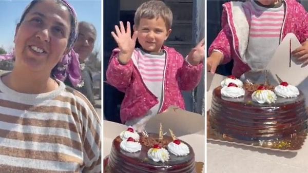 Deprem bölgesindeki bir depremzede kızı için yaş pasta istedi.
