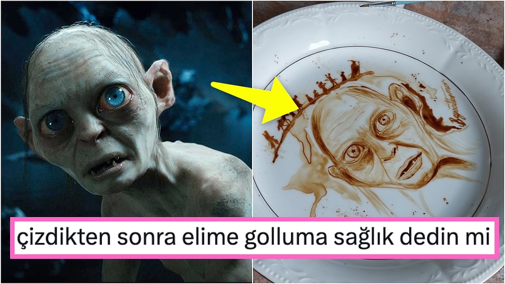 Yüzüklerin Efendisi'nin Efsane Karakteri Gollum'u Kahveyle Çizen Kişiye Gelen Komik Tepkiler