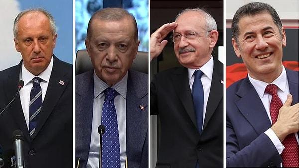 Cumhurbaşkanı adaylarının hızla netlik kazanmasıyla birlikte seçim yarışında Recep Tayyip Erdoğan, Kemal Kılıçdaroğlu, Muharrem İnce ve Sinan Oğan'ın yarışacağı belli oldu.