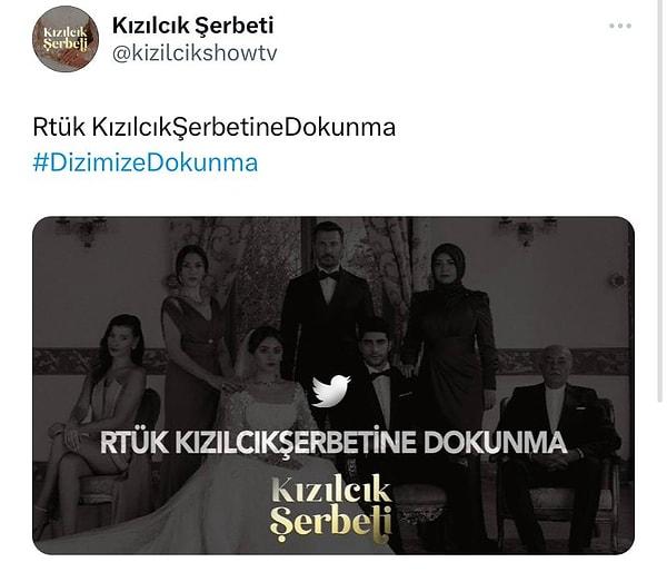 Dizinin yeni bölümü yayındayken Kızılcık Şerbeti'nin Twitter hesabından "RTÜK Kızılcık Şerbetine Dokunma" paylaşımı yapıldı. Kısa sürede etiket sosyal medyada TT oldu.
