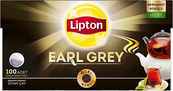 13. Lipton Earl Grey demlik poşet çay.