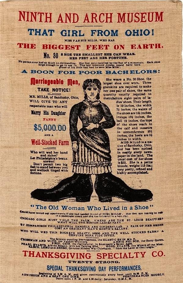Çok kısa sürede "Ohio Koca Ayaklı Kız" olarak ün kazanan Fanny üzerinden sirk yöneticileri binlerce dolar kazandı...