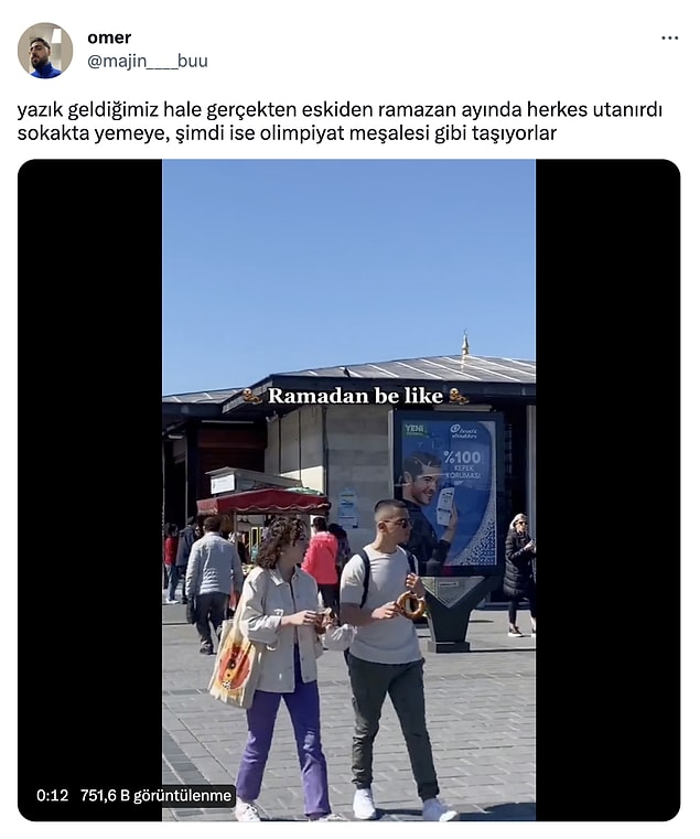 Sokakta Yemek Yiyen �nsanlar� Payla�arak Ramazan Ay� �zerinden Tepki G�sterdi