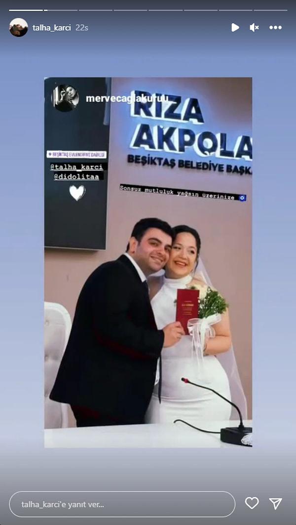4 Nisan 2023 Pazartesi günü Beşiktaş Evlendirme Dairesi'nde dünyaevine giren çifti arkadaşları yalnız bırakmadı.