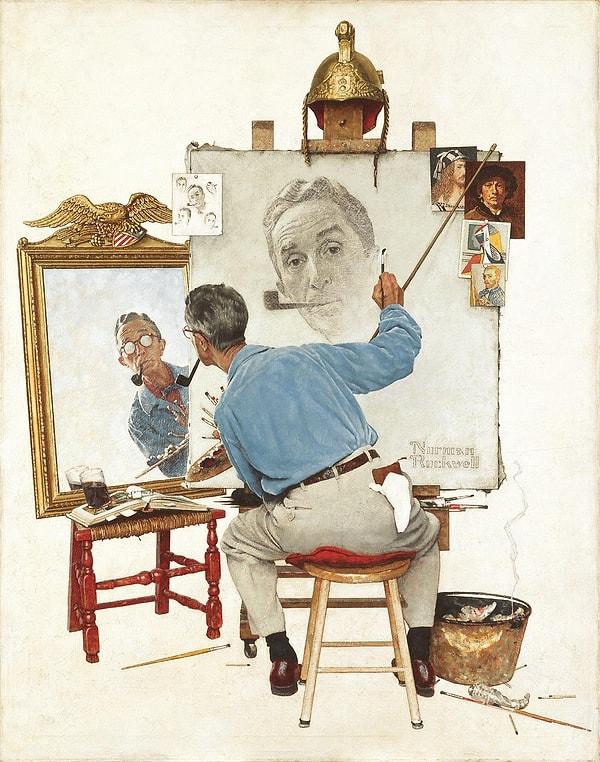 12. Triple Self-Portrait - Norman Rockwell (1960)
