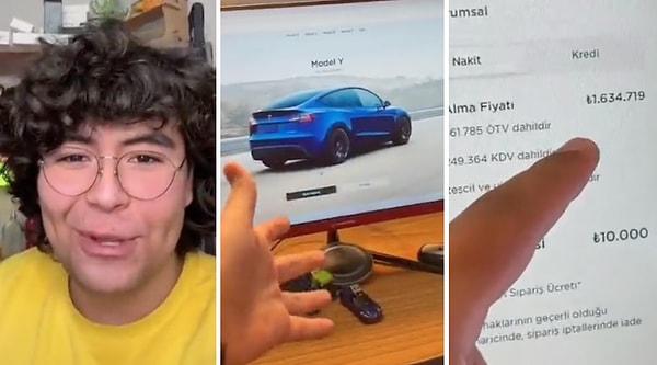Fatih Aydın isimli bir gencin, Tesla Model Y'nin satışa sunulmasının ardından dakikalar içinde siparişini oluşturduğu anlar sosyal medyanda viral oldu.