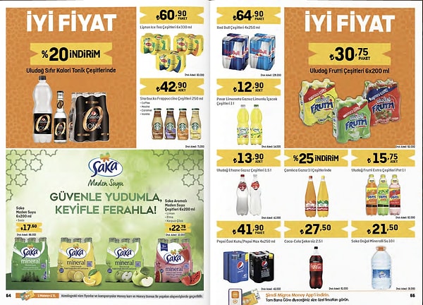 Uludağ Frutti Çeşitleri 6x 200 ml 30,75 TL.