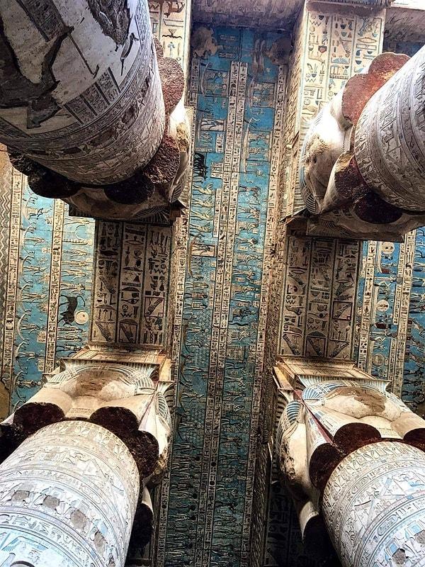 4. Mısır, Dendera'daki Hathor tapınağının 2 bin yıllık hipostil salonunun tavanı...