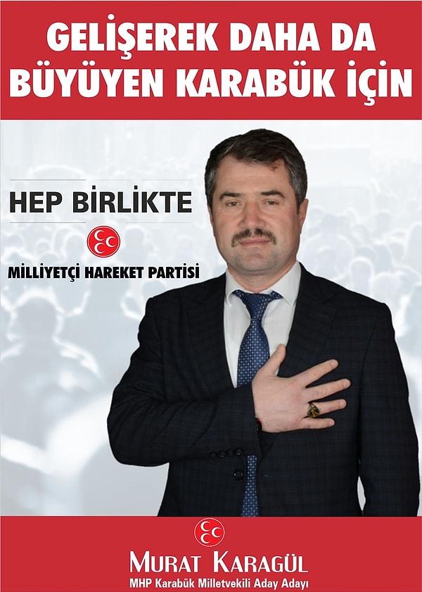 Karabük'te de MHP'nin ikinci sıra milletvekili adayı olarak açıklanan Murat Karagül, adaylığından çekilerek istifa etti. Dilekçesini İl Başkanlığına sunan Karagül'ün istifası kabul edildi.