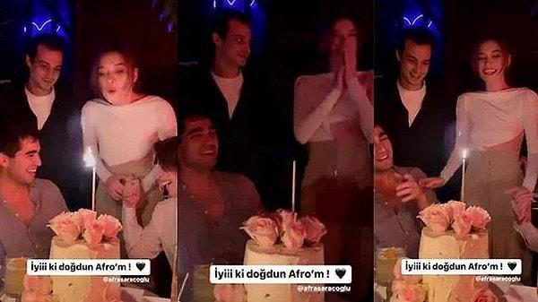 Güzel oyuncunun doğum gününü kutlarken pastasını üflediği sırada sevgilisi Mert Yazıcıoğlu varken Mert Ramazan Demir'in elini tutmaya çalışması sosyal medyada gündem olmuştu.