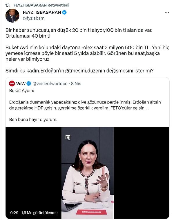 Eski Ak Partili vekil Feyzi Başaran konu hakkında böyle bir eleştiri yaparken, Aydın'ın saatine sosyal medyadan tepki yağdı.