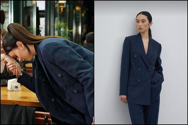 Pelo'nun tercih ettiği lacivert blazer takımın markası ise ''KKDesingg''