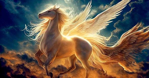 7. Pegasus, Yunan mitolojisinde yer alan efsanevi bir yaratıktır ve genellikle kanatlı bir at olarak tasvir edilir. Pegasus, hızı ve uçma yeteneği ile ünlüdür, antik dünyada ilham ve şiirin sembolü olarak kabul edilir.