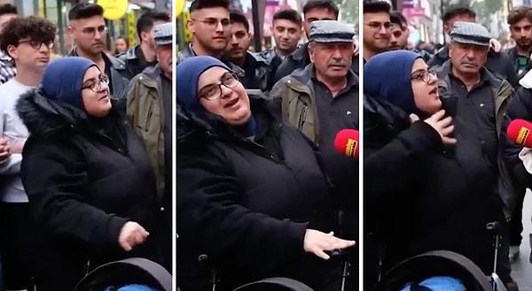 Sokak röportajları yapan 'Kendine Muhabir' isimli YouTube kanalının mikrofon uzattığı kadın Cumhurbaşkanı Erdoğan'a olan sevgisini göstermek için ilginç ifadeler kullandı.