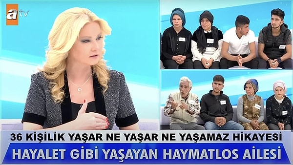 6. ATV ekranlarında yayınlanan Müge Anlı'da oldukça garip bir olay işleniyor. Babası tarafından küçük yaşta köle olarak satılan Galip dede ve 36 kişilik ailesi kimlikleri olmadıklarını ve bu yüzden yıllardır büyük sıkıntılar yaşadıklarını anlattı. 'Haymatlos Ailesi' olarak anılan aile Müge Anlı'ya damgasını vurdu.