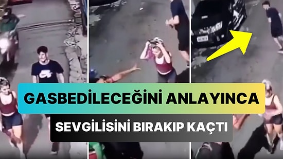 Sokakta Önleri Gaspçılar Tarafından Kesilince Sevgilisini Bırakıp Kaçan Adamın Viral Olan Görüntüleri