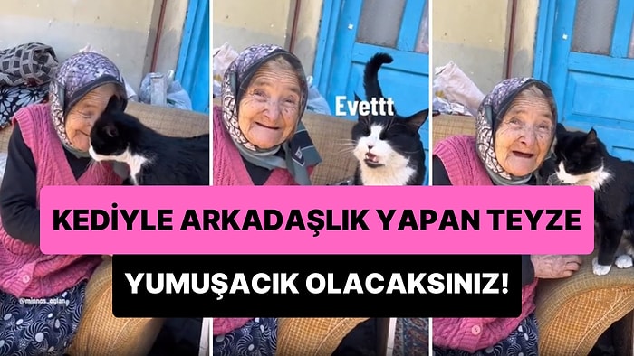 Kediyle Arkadaşlık Yapan Teyzenin İzlerken Gözlerinizden Kalpler Fışkırtacak Görüntüleri