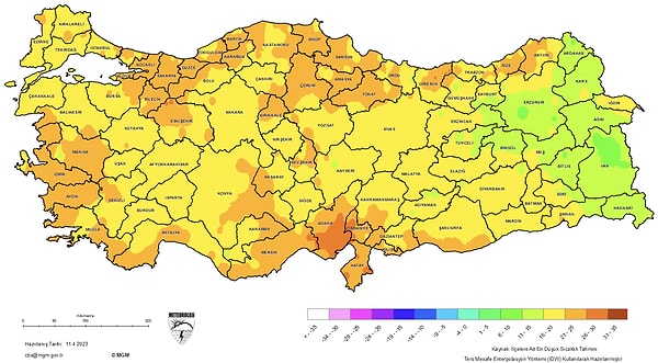 15 Nisan Cumartesi Günü için Meteorolojik Uyarılar: