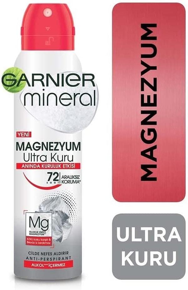 Doğal kayalardan elde edilen ve ıslaklığı 4 kat daha fazla emen magnezyum içeren formülü ile Garnier Mineral deodorant!