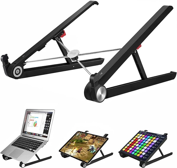 10. Siyah çok amaçlı laptop standı.