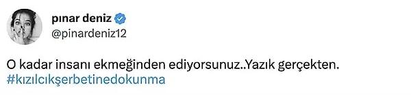 Yargı dizisinin başrol oyuncusu Pınar Deniz, daha önce de olaylar ilk çıktığında Twitter hesabı üzerinden paylaşımda bulunmuştu.