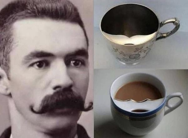 7. İngiliz çömlekçi Harvey Adams tarafından icat edilen, 1837-1901 yılları arasında Viktorya döneminden kalma bıyıklı kupalar 👇